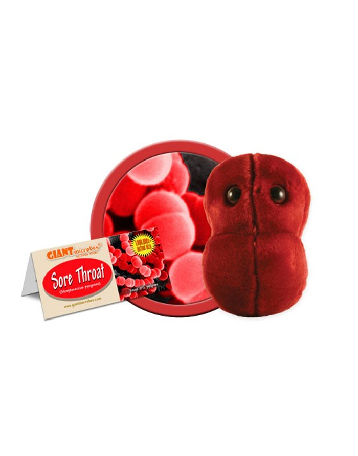 Giant Microbes Sore Throat — plush Streptococcus toy for hygiene education
