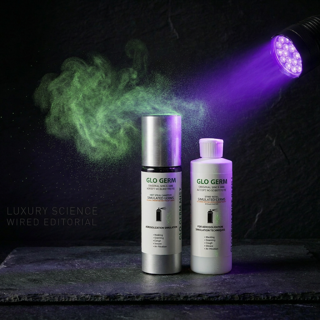GloGerm MIST Kit Basic — MIST spray canister, 8oz refill and 21-LED UV flashlight for airborne contamination training